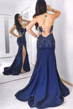 2024 vestidos de noche sexy Sirena / trompeta amor Appliques Sweep / tren cepillo