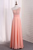 2024 Chiffon One Shoulder A Line Vestidos de baile con apliques Sweep Train