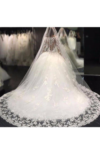 2024 vestido de baile de manga larga mangas Tulle vestidos de novia con apliques y cuentas