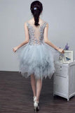 2024 Vestidos See-Through Homecoming Una línea Scoop Tulle con Applique