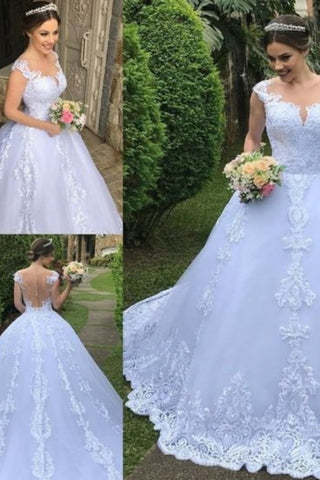 Vestido De Novia Con Encaje En Cola, Escote Y Hombros