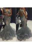 2024 Tul Straps Prom Dresses Sirena con apliques y abalorios espalda abierta