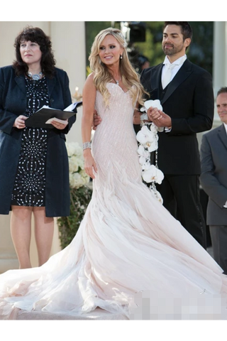 Vestido de novia de sirena con lentejuelas sexy con volantes Vestido de novia de lujo con champán