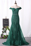 2024 Prom Dresses sirena del hombro con apliques y bolas Tulle