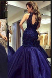 2024 Hot Prom Dresses Sirena Tulle Con Applique Y Beadings Cremallera Hasta Scoop Neck