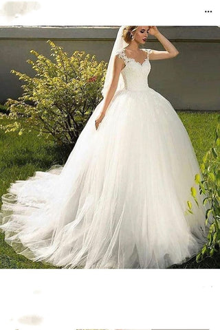 2024 vestidos de boda vestido de fiesta correas capilla tren tul con apliques