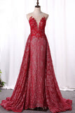 2024 Scoop Lace Prom Dresses Sirena / Trompeta con Applique Desmontable