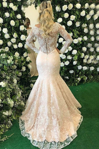 2024 Manga Larga Scoop Madre De La Novia Vestidos De Encaje Mermaid Con Applique