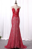 2024 Scoop Lace Prom Dresses Sirena / Trompeta con Applique Desmontable