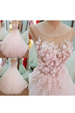 2024 Tulle cucharada con flores hechas a mano vestidos de novia A Line Open Back