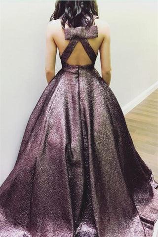 Vestidos de fiesta hermosos con cuello en V con espalda abierta y princesa con bolsillos