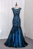 2024 sirena Noble Prom Dresses Scoop piso de longitud con trompeta falda de tul