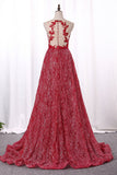 2024 Scoop Lace Prom Dresses Sirena / Trompeta con Applique Desmontable