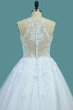 2024 Tulle &amp; Lace Wedding Dresses Scoop A Line con apliques Sweep Train